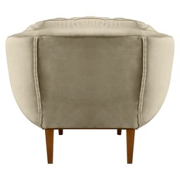 Kit 2 Poltronas Decorativa Marcela Veludo Bege Base Madeira Castanho - Pallazio - 5