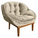 Ver imagem 3 de Kit 2 Poltronas Decorativa Marcela Veludo Bege Base Madeira Castanho - Pallazio