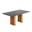 Ver imagem 1 de Mesa de Jantar 6 Lugares Retangular Tampo de Vidro/MDF Munique Cobre/Grafite- Casa Giulia