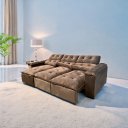 Ver imagem 1 de Sofá Retrátil e Reclinável 2,75m em Tecido Veludo C/ Pillow Nos Braços - Montagem Inclusa:marrom