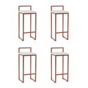 Ver imagem 1 de Kit 4 Banquetas Altas Industriais em Aço Dori Cobre Assento Suede Branco