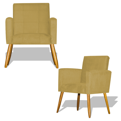 Kit 2 Poltronas Nina Decorativa Pés Palito - Amarelo
