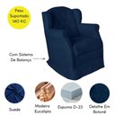 Ver mais imagens de Poltrona Amamentação Cadeira Reforçada Balanço Lile Suede Azul Marinho