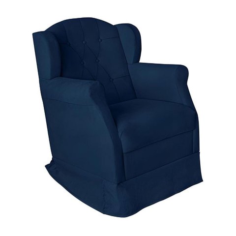 Poltrona Amamentação Cadeira Reforçada Balanço Lile Suede Azul Marinho