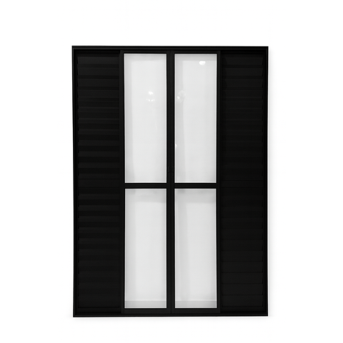 Porta Balcão 6 Folhas Aluminio Preto C/ Trinco 2,10x1,80