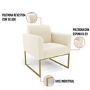Ver imagem 3 de Poltrona Sala Decorativa Kit 2 Marisa Industrial Dourado Veludo D03 - D’Rossi