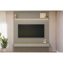 Ver imagem 1 de Home P/ Tv até 85 Pol Modular 2.2 Ripado C/ 2 Portas 1 Prat. 219x250cm Tauari/gris Fosco - Linea