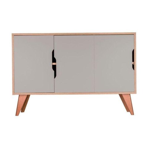 Aparador Murano Retrô 3 Portas MDP 115cm Carvalho e Verde Menta Mercado Das Prateleiras