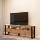 Ver imagem 1 de Rack para TV até 60 Polegadas 100% MDF 180cm 2 Gavetas Pradel Marrom Freijó/Preto