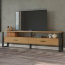 Ver imagem 1 de Rack para TV até 60 Polegadas 100% MDF 220cm Prateleiras e 2 Gavetas Marrom