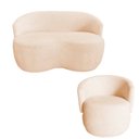 Ver imagem 1 de Kit Namoradeira + Poltrona Decorativa Beatriz Orgânica Couro Bege
