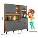 Ver imagem 3 de Kit Cozinha Gabi c/ 6 Portas e 2 Gavetas Carvalho/Chumbo