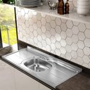 Ver imagem 1 de Pia de Cozinha em Aço de 180cmx56cm Concretada sem Válvula Plus 30