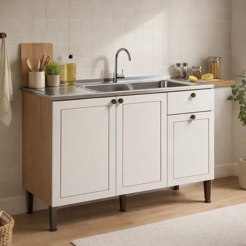 Balcão de Pia 100% Mdf 3 Portas Frisadas 120cm Essencia Frise 1050 Genialflex