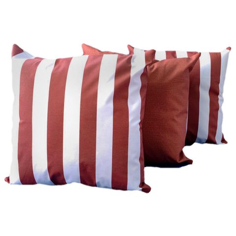 Kit 3 Capa Almofada 50x50 Impermeável Área Externa Terracota - Terracota - Listrado