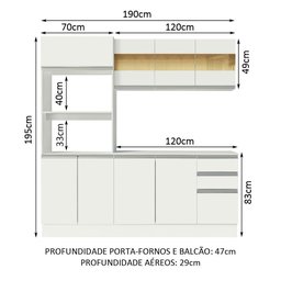 Armário de Cozinha Compacta 100% MDF 190 cm Frentes Branco Smart Madesa 01 - 4