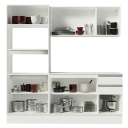 Armário de Cozinha Compacta 100% MDF 190 cm Frentes Branco Smart Madesa 01 - 6