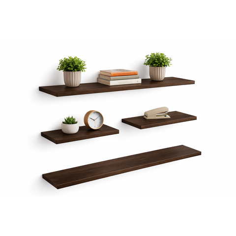 Kit 4 Prateleiras Nogueira Parede Suporte Invisível 2x 40x20 2x 60x20