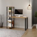Ver imagem 1 de Escrivaninha Mesa Escritório 5 Prateleiras 100% MDF 122,5cm Industrial Freijó e Preto Marrom