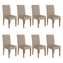 Ver imagem 1 de Kit 8 Cadeiras de Jantar Jade MDF Suede Bege Base Carvalho Pallazio