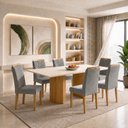 Ver imagem 1 de Conjunto de Mesa de Jantar 6 Lugares 160x80cm MDF Isla Carol Cinamomo e Cinza