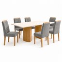 Ver imagem 2 de Conjunto de Mesa de Jantar 6 Lugares 160x80cm MDF Isla Carol Cinamomo e Cinza