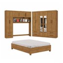 Ver imagem 3 de Guarda-roupa Casal Modulado com Cama Amazzonite 11 Portas 6 Gavetas com Espelho Cinamomo - Pnr Móvei