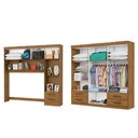 Ver imagem 2 de Guarda-roupa Casal Modulado com Cama Amazzonite 11 Portas 6 Gavetas com Espelho Cinamomo - Pnr Móvei