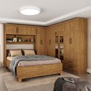 Ver imagem 1 de Guarda-roupa Casal Modulado com Cama Amazzonite 11 Portas 6 Gavetas com Espelho Cinamomo - Pnr Móvei