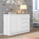 Ver mais imagens de Conjunto Quarto Infantil com Guarda-Roupa 3 Portas 4 Gavetas e Cômoda Pérola