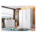 Ver imagem 1 de Conjunto Quarto Infantil com Guarda-Roupa 3 Portas 4 Gavetas e Cômoda Pérola