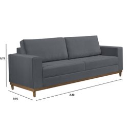 Sofá Living 3 Lugares 240cm Lunna Estofados Arpaan - 3