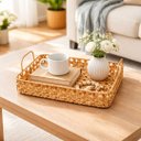 Ver imagem 2 de Cesta Retangular com Alça em Palhinha Sintética Bege 28x21cm Estrutura Metal