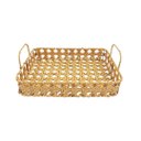 Ver imagem 1 de Cesta Retangular com Alça em Palhinha Sintética Bege 28x21cm Estrutura Metal