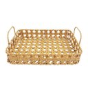 Ver imagem 4 de Cesta Retangular com Alça em Palhinha Sintética Bege 28x21cm Estrutura Metal