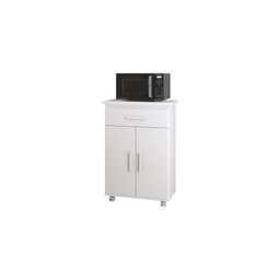 Balcão Multiuso de Cozinha 2 Portas C/ Pés Rodízios Juliana - Branco - Mizza Decor - 1