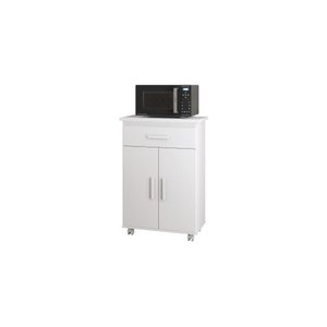 Balcão Multiuso de Cozinha 2 Portas C/ Pés Rodízios Juliana - Branco - Mizza Decor