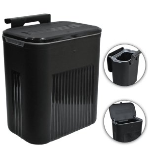 Lixeira Retangular de 9 Litros com Tampa - Suporte de Parede e Adesivo