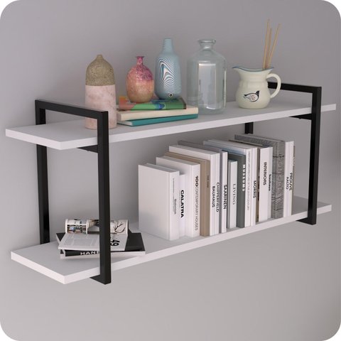 Prateleira Estilo Industrial P/ Quarto Parede GND PB 120cm