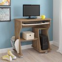 Ver imagem 2 de Escrivaninha Mesa Escritório para Computador e Estante 100% MDF Preto/Nogal