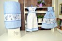 Ver imagem 1 de Kit de Cozinha 3 Peças - Borboletas Azul Arte & Tear Jogo de Cozinha 3 Peças