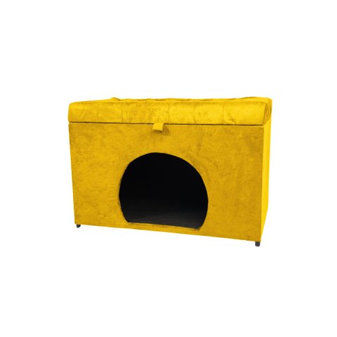 Puff Pet Baú Estofado para Cachorro e Gato - Amarelo