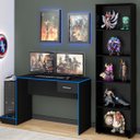 Ver imagem 1 de Conjunto 2 Peças com 1 Escrivaninha Gamer e 1 Estante para Livros 5 Prateleiras Branco