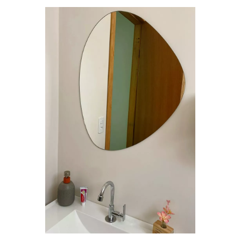 Espelho Orgânico 50x60cm de Parede Vidro Lapidado Banheiro Sala Quarto