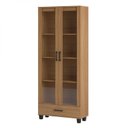 Ver imagem 2 de Armário para Escritório 100% MDF 77cm 2 Portas de Vidro 1 Gaveta Freijó Marrom