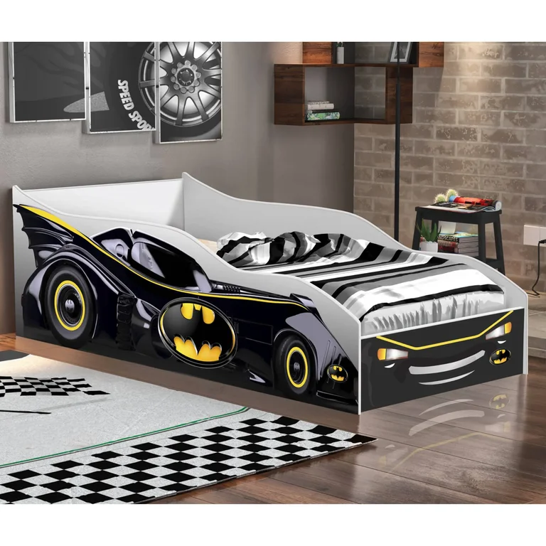 Cama Infantil Preto com Branco Carro Gabrielli Móveis
