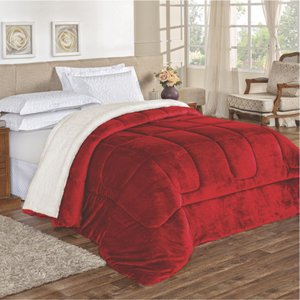 Edredom Bariloche Casal Padrão Dupla Face Sherpa Toque Lã Carneiro - Vermelho Top Chick