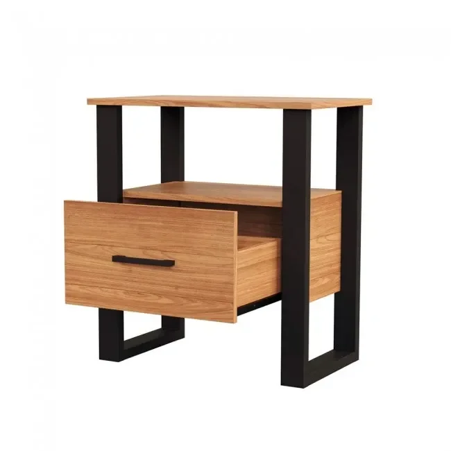 Ver imagem 3 de Mesa de Cabeceira 60cm 1 Gaveta Industrial Pradel Móveis