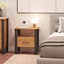 Ver imagem 1 de Mesa de Cabeceira 60cm 1 Gaveta Industrial Pradel Móveis