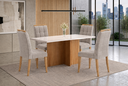Ver imagem 1 de Sala de Jantar Loas Angeles 120cm c/Vidro com 4 Cadeiras Madeira Maciça Londres Cinamomo/Off Veludo 
